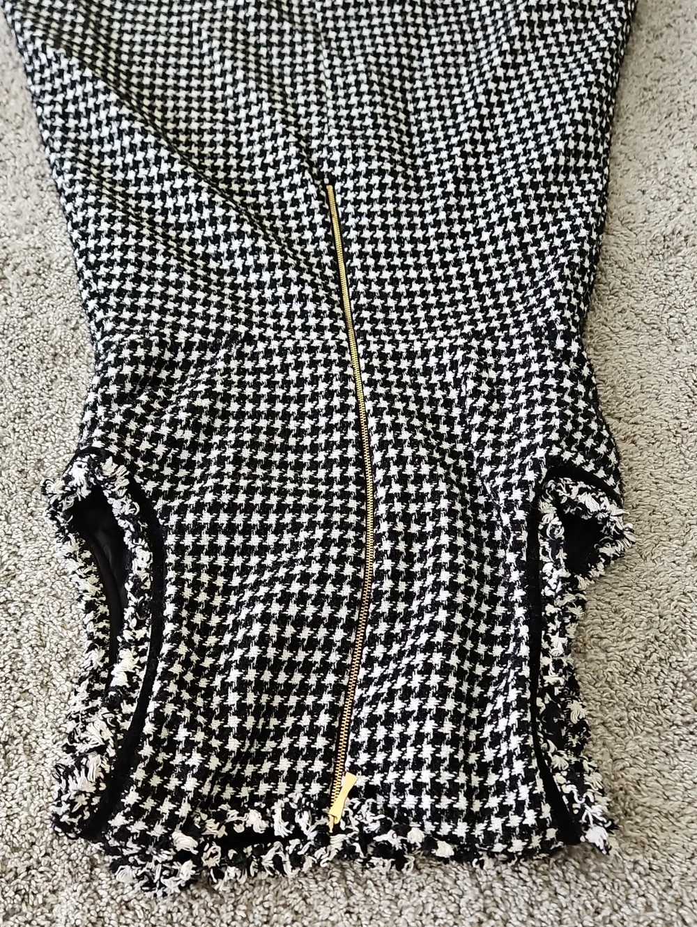 Kate Spade Mini Tweed Black and White Houndstooth V-Neck Dress 6 A Line Preppy